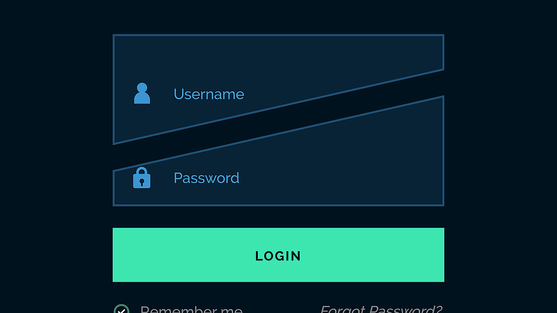 Przykładowy ekran logowania z napisami username, login password