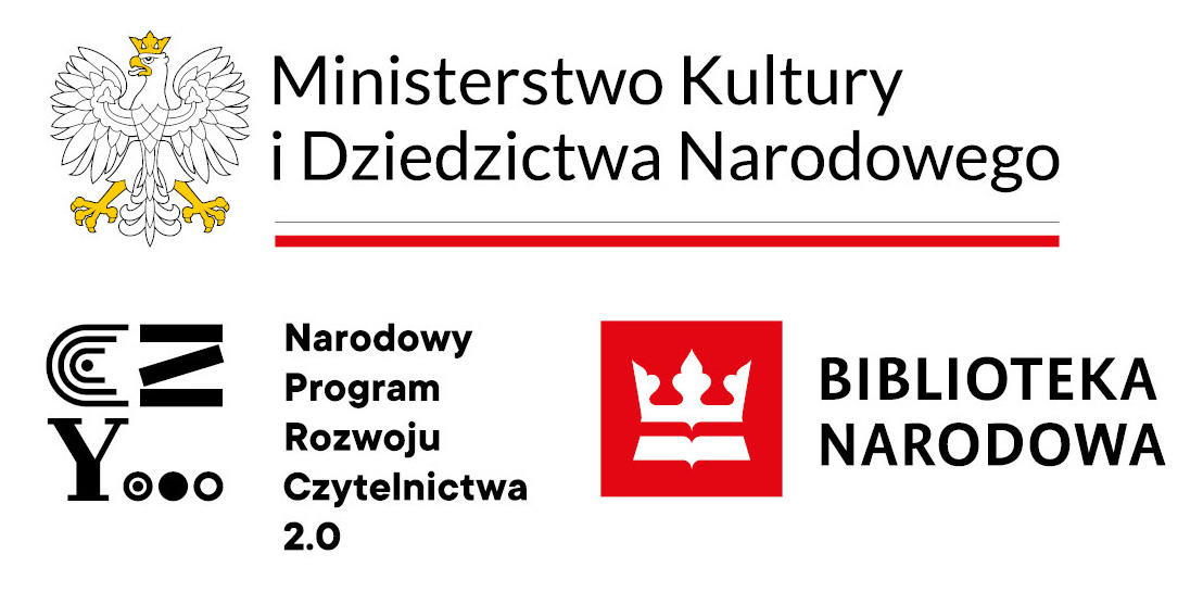 logo Narodowego Programu Rozwoju Czytelnictwa 2.0, Ministrestwa Nauki i Dziedzictwa Narodowego i Biblioteki Narodowej